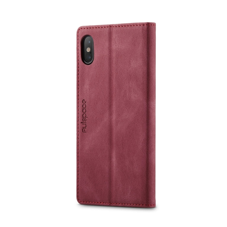 For iPhone X / XS AutSpace A01 Retro Skin-feel Crazy Horse Texture Horizontal Flip Leather Case with Holder & Card Slots & Wallet & RFID