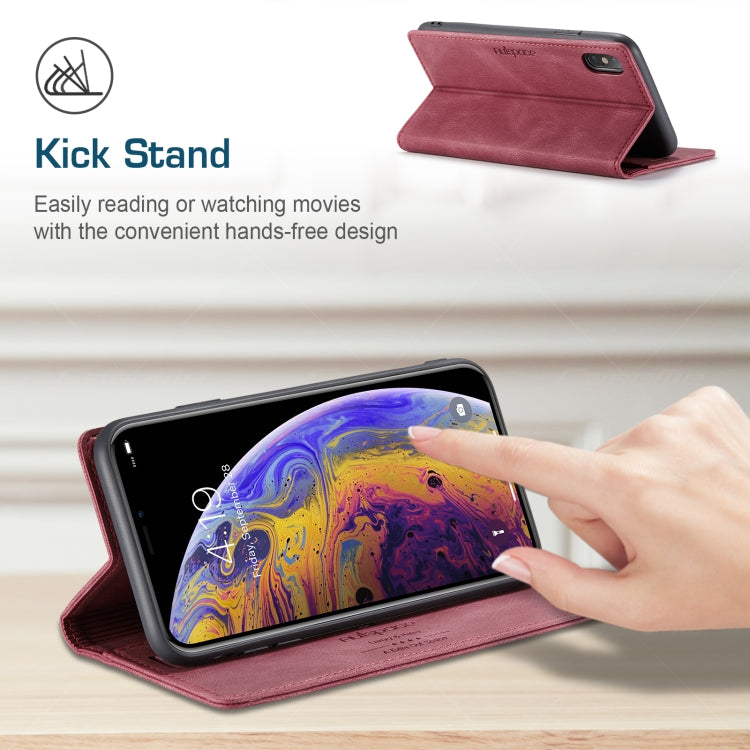 For iPhone X / XS AutSpace A01 Retro Skin-feel Crazy Horse Texture Horizontal Flip Leather Case with Holder & Card Slots & Wallet & RFID