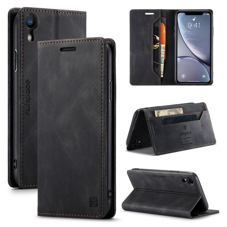 For iPhone XR AutSpace A01 Retro Skin-feel Crazy Horse Texture Horizontal Flip Leather Case with Holder & Card Slots & Wallet & RFID