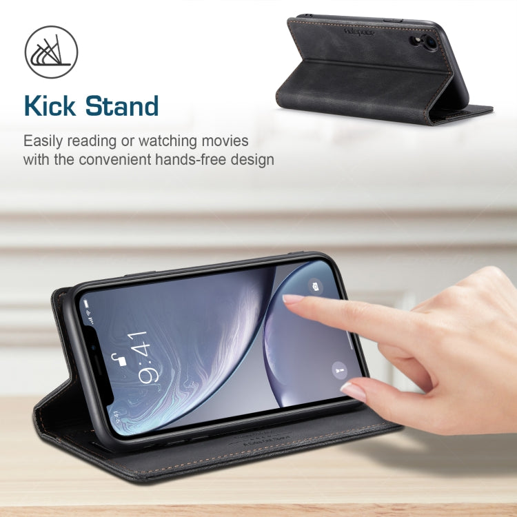 For iPhone XR AutSpace A01 Retro Skin-feel Crazy Horse Texture Horizontal Flip Leather Case with Holder & Card Slots & Wallet & RFID
