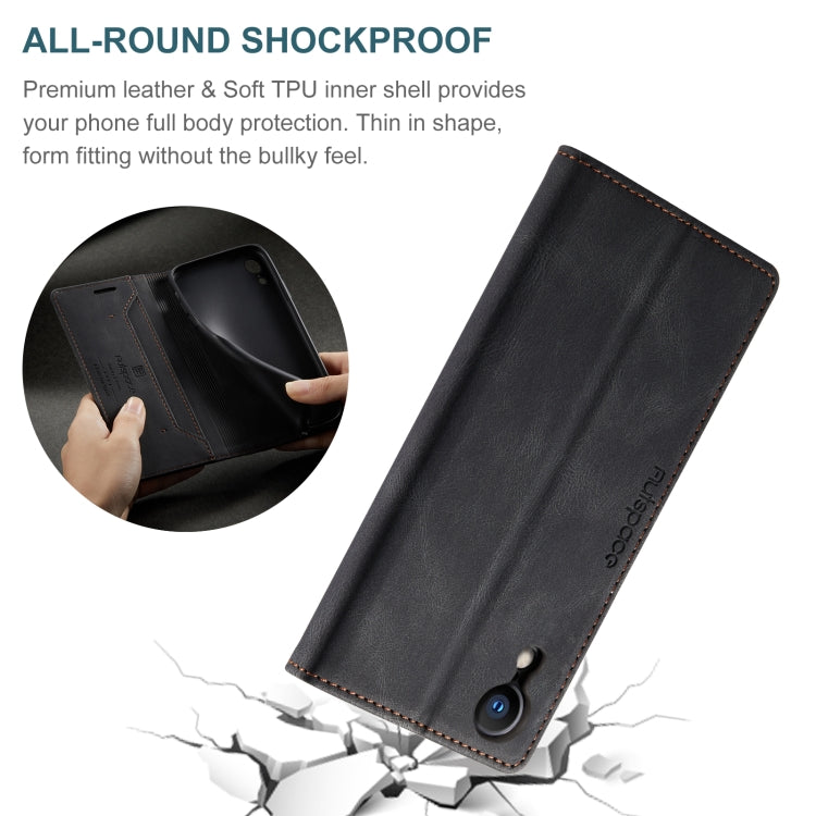 For iPhone XR AutSpace A01 Retro Skin-feel Crazy Horse Texture Horizontal Flip Leather Case with Holder & Card Slots & Wallet & RFID