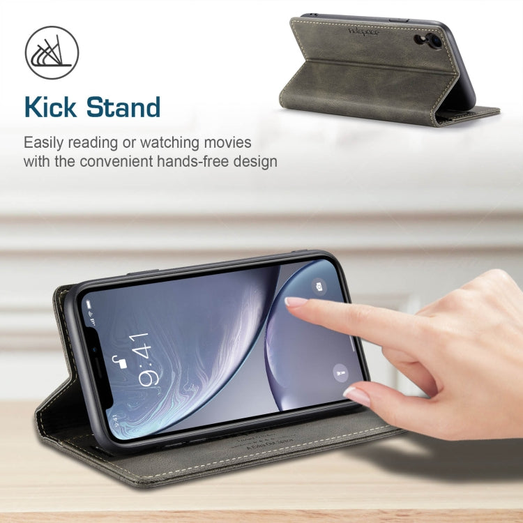 For iPhone XR AutSpace A01 Retro Skin-feel Crazy Horse Texture Horizontal Flip Leather Case with Holder & Card Slots & Wallet & RFID