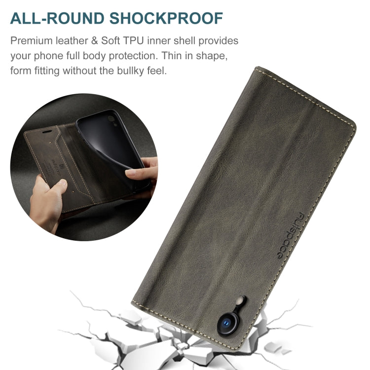For iPhone XR AutSpace A01 Retro Skin-feel Crazy Horse Texture Horizontal Flip Leather Case with Holder & Card Slots & Wallet & RFID
