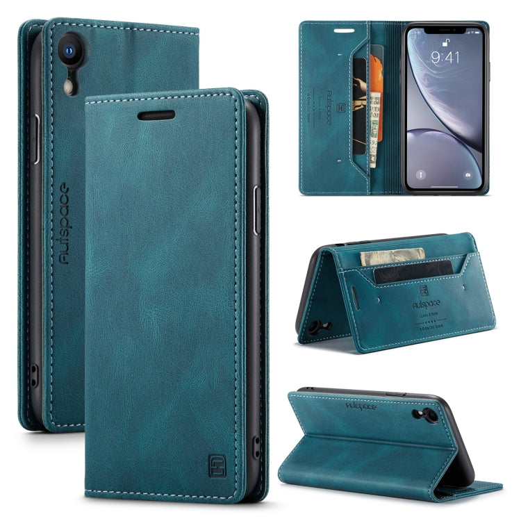 For iPhone XR AutSpace A01 Retro Skin-feel Crazy Horse Texture Horizontal Flip Leather Case with Holder & Card Slots & Wallet & RFID