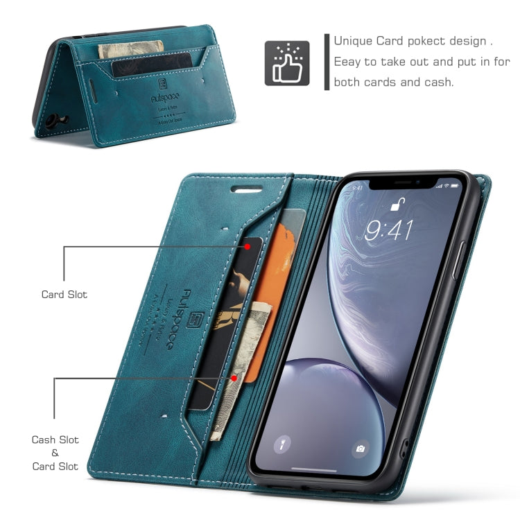For iPhone XR AutSpace A01 Retro Skin-feel Crazy Horse Texture Horizontal Flip Leather Case with Holder & Card Slots & Wallet & RFID