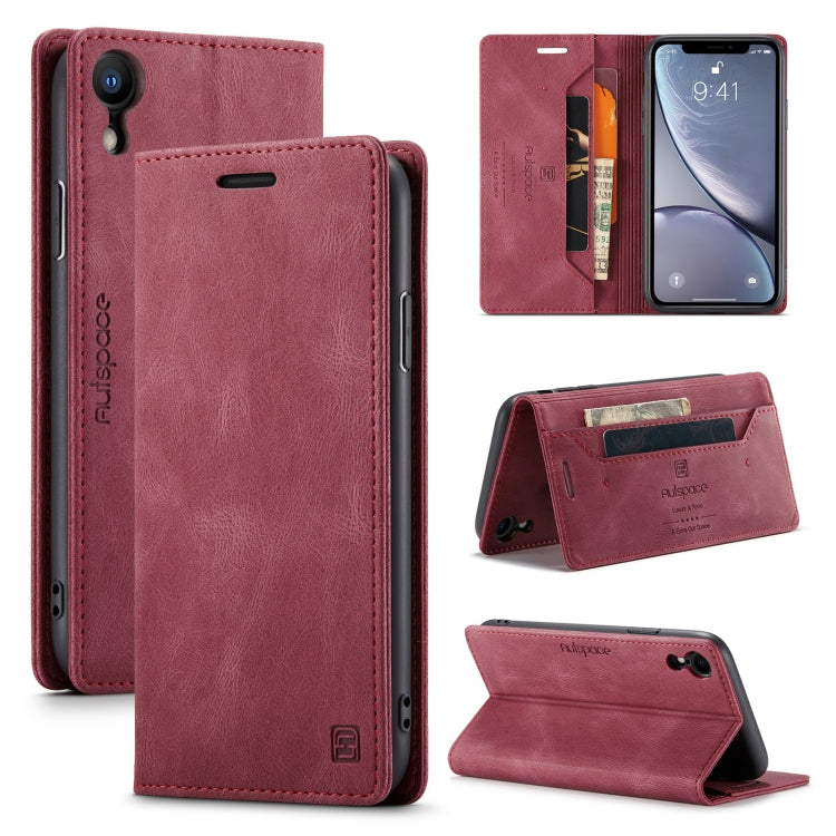 For iPhone XR AutSpace A01 Retro Skin-feel Crazy Horse Texture Horizontal Flip Leather Case with Holder & Card Slots & Wallet & RFID