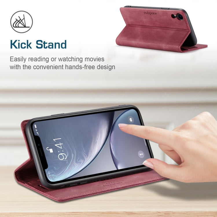 For iPhone XR AutSpace A01 Retro Skin-feel Crazy Horse Texture Horizontal Flip Leather Case with Holder & Card Slots & Wallet & RFID