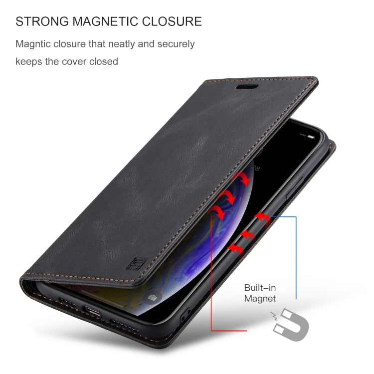 For iPhone XS Max AutSpace A01 Retro Skin-feel Crazy Horse Texture Horizontal Flip Leather Case with Holder & Card Slots & Wallet & RFID