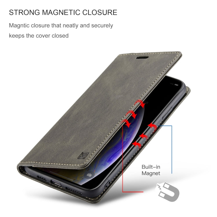 For iPhone XS Max AutSpace A01 Retro Skin-feel Crazy Horse Texture Horizontal Flip Leather Case with Holder & Card Slots & Wallet & RFID