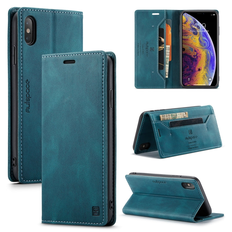 For iPhone XS Max AutSpace A01 Retro Skin-feel Crazy Horse Texture Horizontal Flip Leather Case with Holder & Card Slots & Wallet & RFID