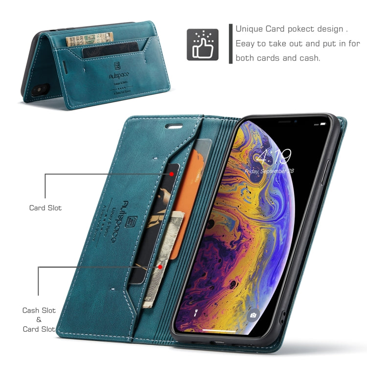 For iPhone XS Max AutSpace A01 Retro Skin-feel Crazy Horse Texture Horizontal Flip Leather Case with Holder & Card Slots & Wallet & RFID