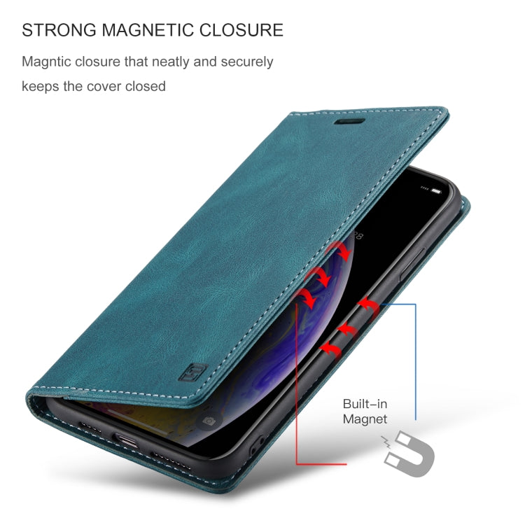 For iPhone XS Max AutSpace A01 Retro Skin-feel Crazy Horse Texture Horizontal Flip Leather Case with Holder & Card Slots & Wallet & RFID