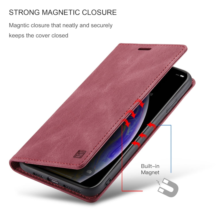 For iPhone XS Max AutSpace A01 Retro Skin-feel Crazy Horse Texture Horizontal Flip Leather Case with Holder & Card Slots & Wallet & RFID