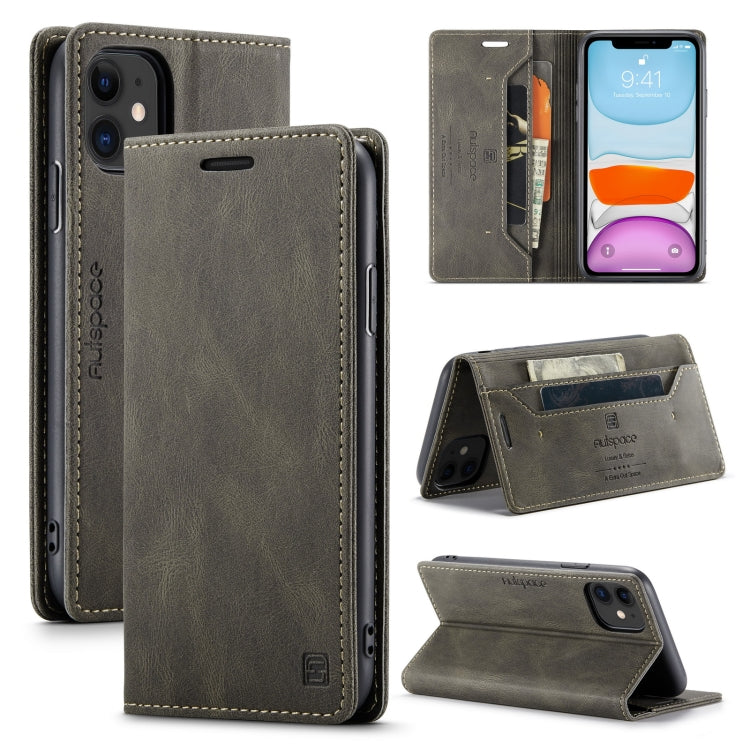 For iPhone 11 AutSpace A01 Retro Skin-feel Crazy Horse Texture Horizontal Flip Leather Case with Holder & Card Slots & Wallet & RFID