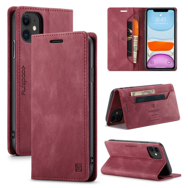 For iPhone 11 AutSpace A01 Retro Skin-feel Crazy Horse Texture Horizontal Flip Leather Case with Holder & Card Slots & Wallet & RFID