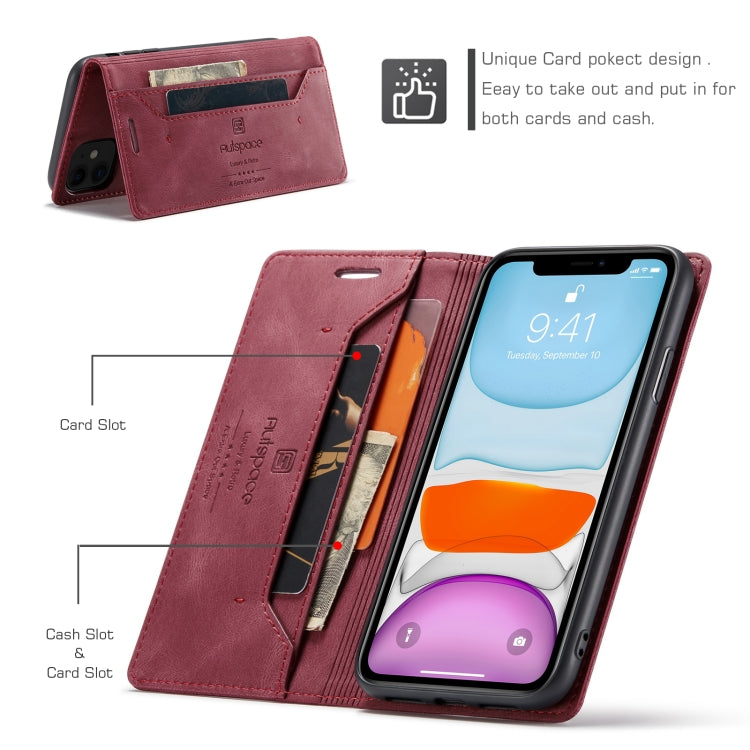 For iPhone 11 AutSpace A01 Retro Skin-feel Crazy Horse Texture Horizontal Flip Leather Case with Holder & Card Slots & Wallet & RFID