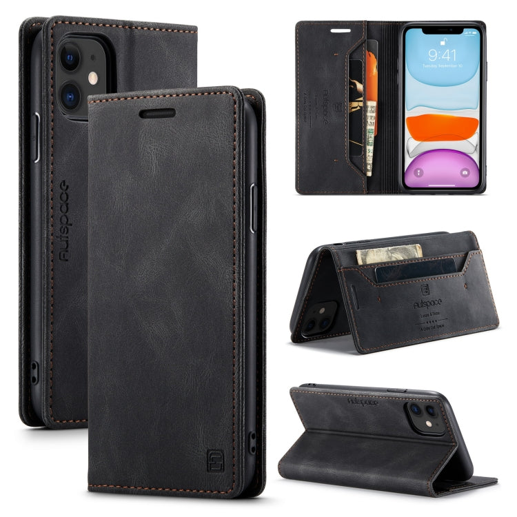 For iPhone 11 Pro Max AutSpace A01 Retro Skin-feel Crazy Horse Texture Horizontal Flip Leather Case with Holder & Card Slots & Wallet & RFID
