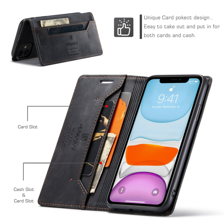 For iPhone 11 Pro Max AutSpace A01 Retro Skin-feel Crazy Horse Texture Horizontal Flip Leather Case with Holder & Card Slots & Wallet & RFID