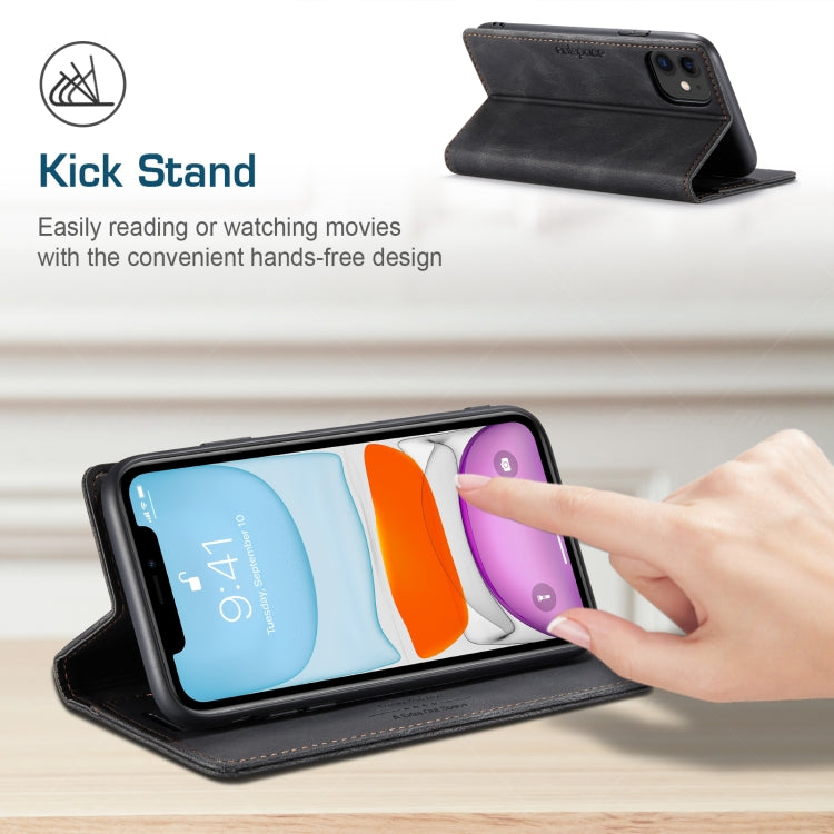 For iPhone 11 Pro Max AutSpace A01 Retro Skin-feel Crazy Horse Texture Horizontal Flip Leather Case with Holder & Card Slots & Wallet & RFID