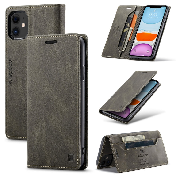 For iPhone 11 Pro Max AutSpace A01 Retro Skin-feel Crazy Horse Texture Horizontal Flip Leather Case with Holder & Card Slots & Wallet & RFID