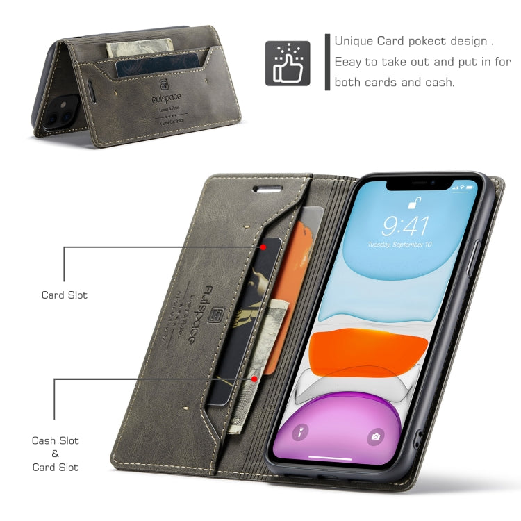 For iPhone 11 Pro Max AutSpace A01 Retro Skin-feel Crazy Horse Texture Horizontal Flip Leather Case with Holder & Card Slots & Wallet & RFID