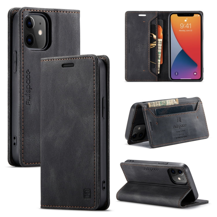 For iPhone 12 mini AutSpace A01 Retro Skin-feel Crazy Horse Texture Horizontal Flip Leather Case with Holder & Card Slots & Wallet & RFID