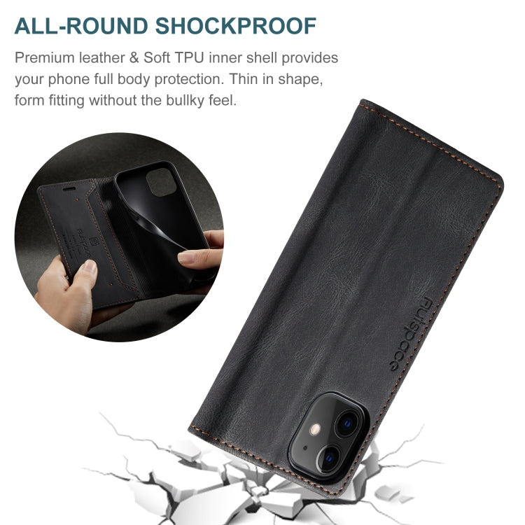 For iPhone 12 mini AutSpace A01 Retro Skin-feel Crazy Horse Texture Horizontal Flip Leather Case with Holder & Card Slots & Wallet & RFID