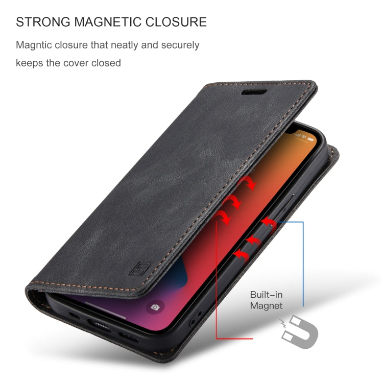 For iPhone 12 mini AutSpace A01 Retro Skin-feel Crazy Horse Texture Horizontal Flip Leather Case with Holder & Card Slots & Wallet & RFID