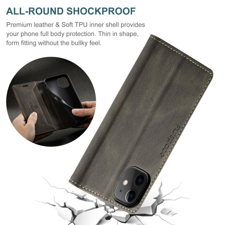 For iPhone 12 mini AutSpace A01 Retro Skin-feel Crazy Horse Texture Horizontal Flip Leather Case with Holder & Card Slots & Wallet & RFID