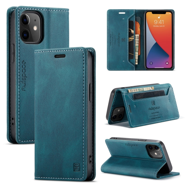 For iPhone 12 mini AutSpace A01 Retro Skin-feel Crazy Horse Texture Horizontal Flip Leather Case with Holder & Card Slots & Wallet & RFID