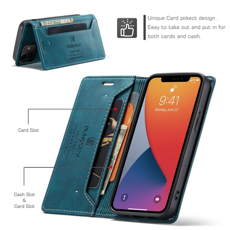 For iPhone 12 mini AutSpace A01 Retro Skin-feel Crazy Horse Texture Horizontal Flip Leather Case with Holder & Card Slots & Wallet & RFID