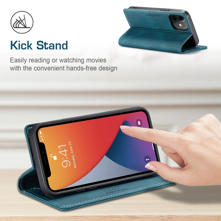 For iPhone 12 mini AutSpace A01 Retro Skin-feel Crazy Horse Texture Horizontal Flip Leather Case with Holder & Card Slots & Wallet & RFID