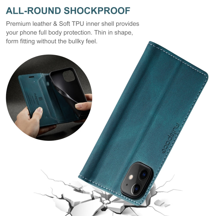 For iPhone 12 mini AutSpace A01 Retro Skin-feel Crazy Horse Texture Horizontal Flip Leather Case with Holder & Card Slots & Wallet & RFID
