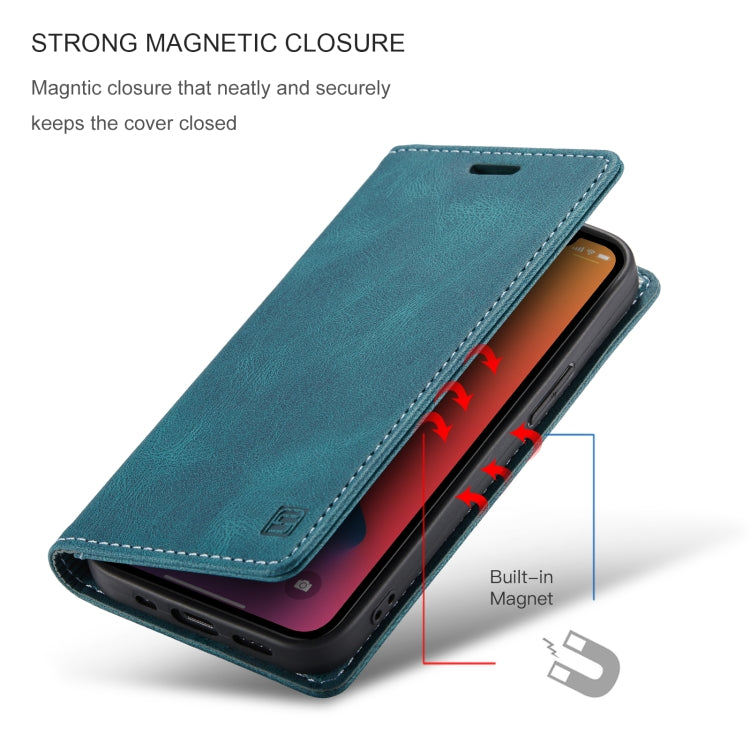 For iPhone 12 mini AutSpace A01 Retro Skin-feel Crazy Horse Texture Horizontal Flip Leather Case with Holder & Card Slots & Wallet & RFID