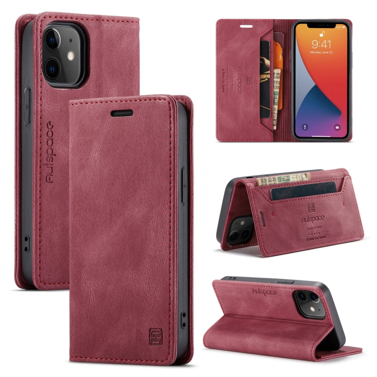 For iPhone 12 mini AutSpace A01 Retro Skin-feel Crazy Horse Texture Horizontal Flip Leather Case with Holder & Card Slots & Wallet & RFID