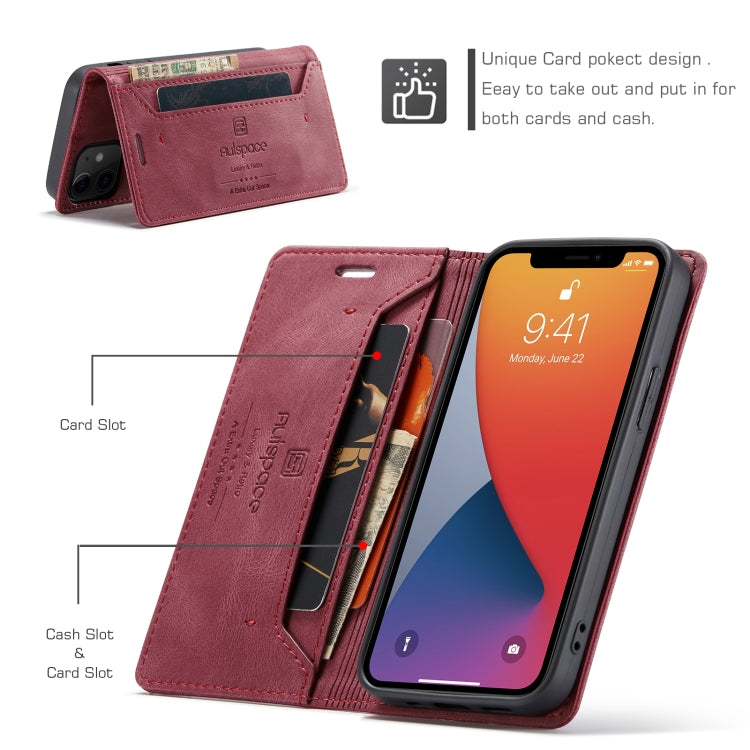 For iPhone 12 mini AutSpace A01 Retro Skin-feel Crazy Horse Texture Horizontal Flip Leather Case with Holder & Card Slots & Wallet & RFID