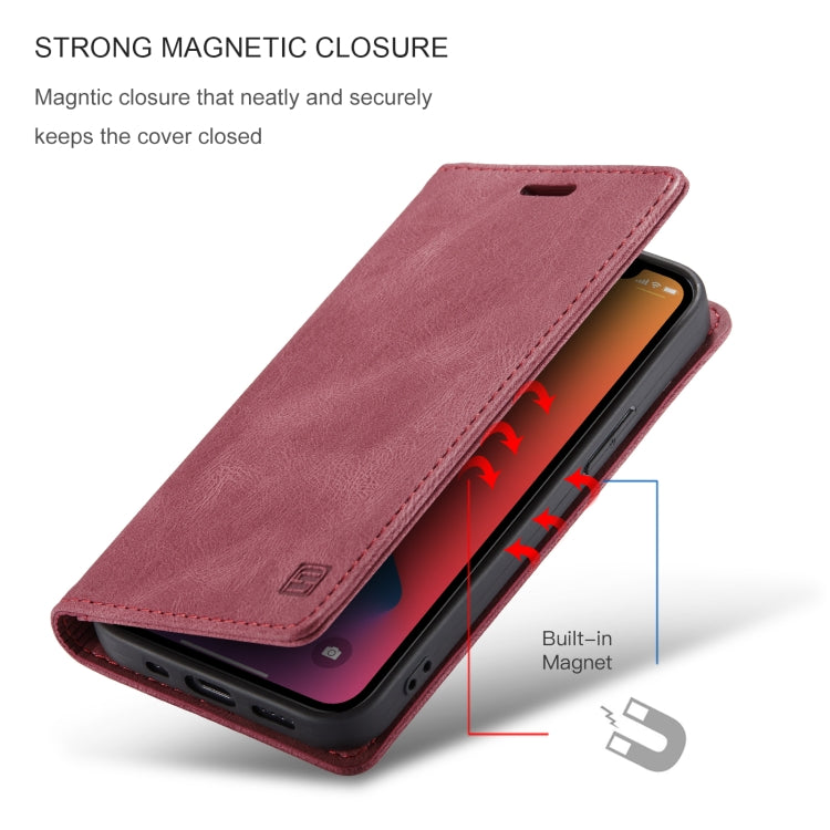 For iPhone 12 mini AutSpace A01 Retro Skin-feel Crazy Horse Texture Horizontal Flip Leather Case with Holder & Card Slots & Wallet & RFID