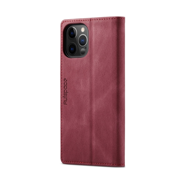 For iPhone 12 / 12 Pro AutSpace A01 Retro Skin-feel Crazy Horse Texture Horizontal Flip Leather Case with Holder & Card Slots & Wallet & RFID