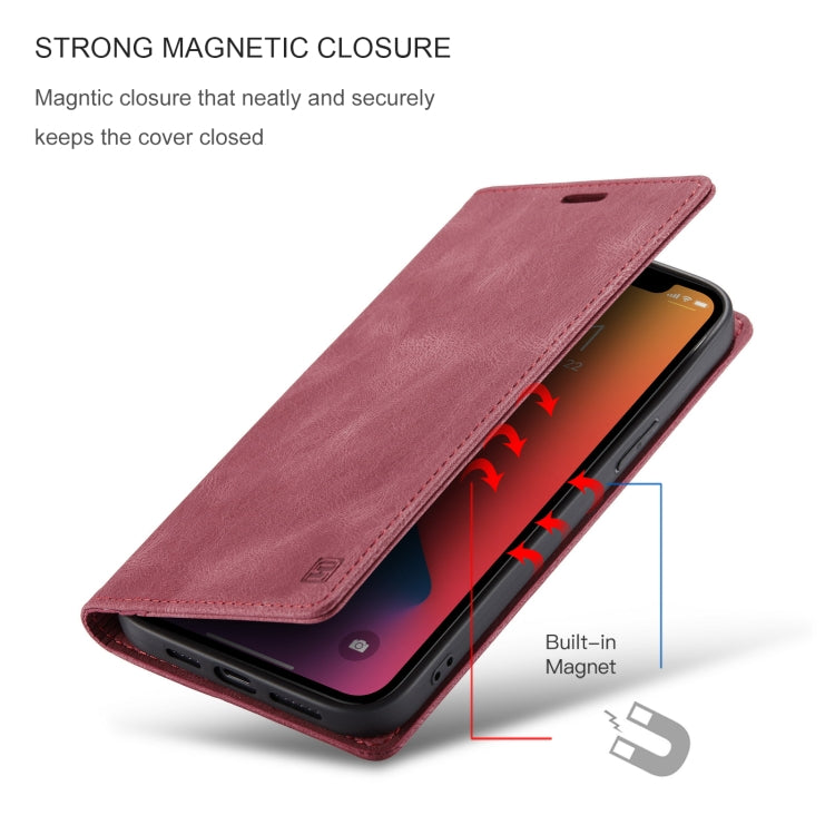 For iPhone 12 / 12 Pro AutSpace A01 Retro Skin-feel Crazy Horse Texture Horizontal Flip Leather Case with Holder & Card Slots & Wallet & RFID