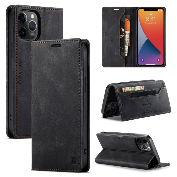For iPhone 12 Pro Max AutSpace A01 Retro Skin-feel Crazy Horse Texture Horizontal Flip Leather Case with Holder & Card Slots & Wallet & RFID