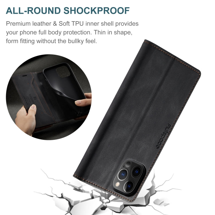 For iPhone 12 Pro Max AutSpace A01 Retro Skin-feel Crazy Horse Texture Horizontal Flip Leather Case with Holder & Card Slots & Wallet & RFID