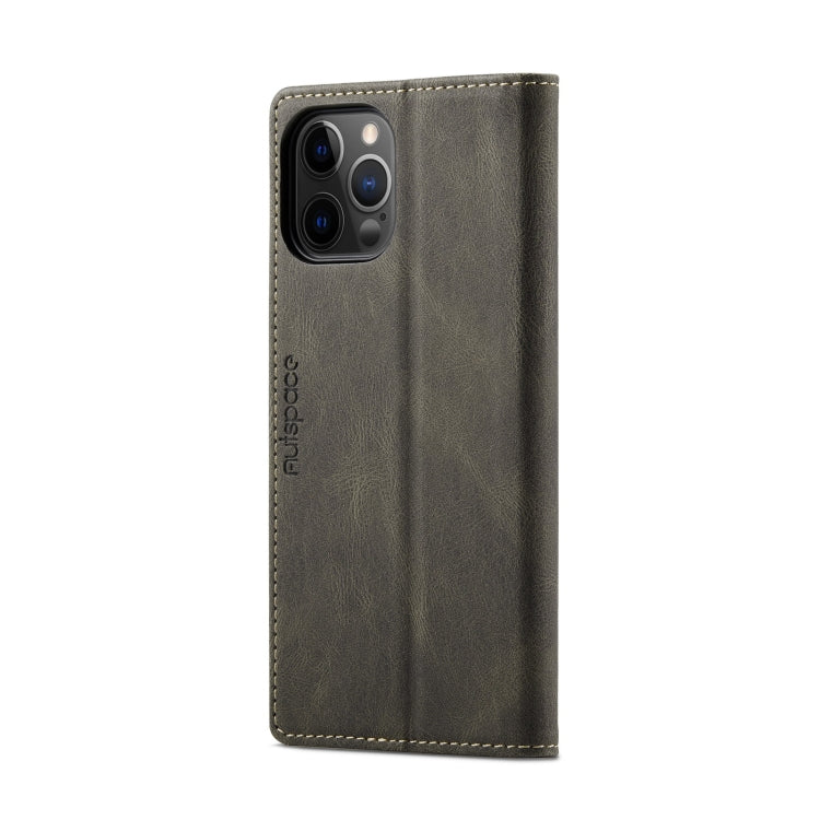 For iPhone 12 Pro Max AutSpace A01 Retro Skin-feel Crazy Horse Texture Horizontal Flip Leather Case with Holder & Card Slots & Wallet & RFID