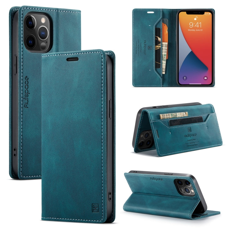 For iPhone 12 Pro Max AutSpace A01 Retro Skin-feel Crazy Horse Texture Horizontal Flip Leather Case with Holder & Card Slots & Wallet & RFID