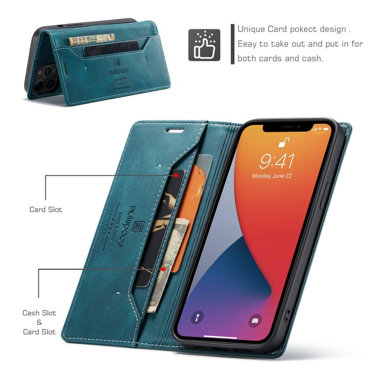 For iPhone 12 Pro Max AutSpace A01 Retro Skin-feel Crazy Horse Texture Horizontal Flip Leather Case with Holder & Card Slots & Wallet & RFID