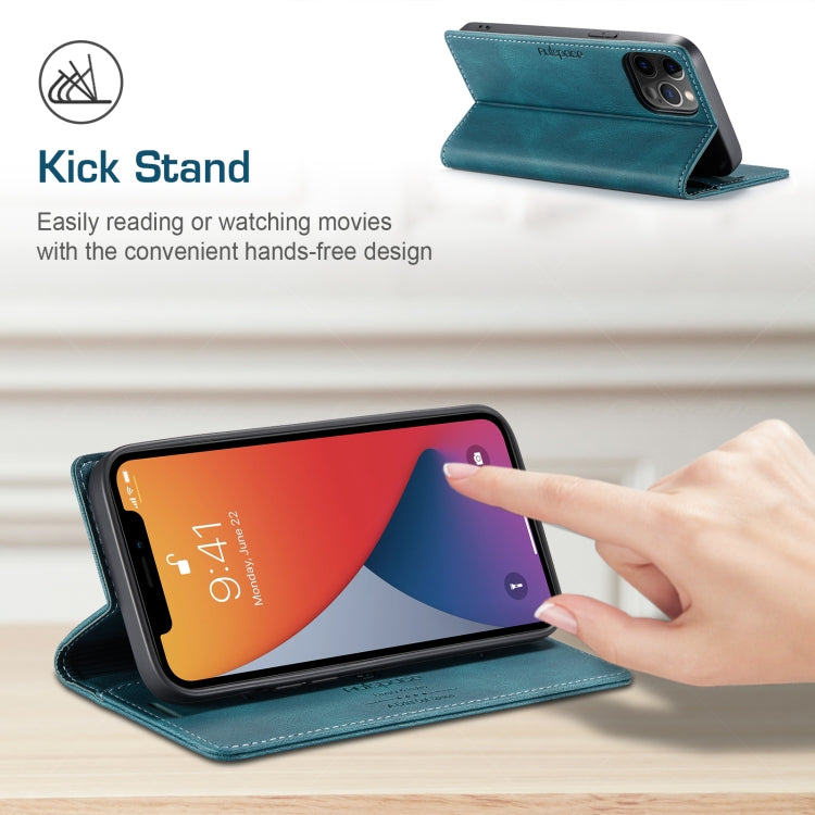For iPhone 12 Pro Max AutSpace A01 Retro Skin-feel Crazy Horse Texture Horizontal Flip Leather Case with Holder & Card Slots & Wallet & RFID