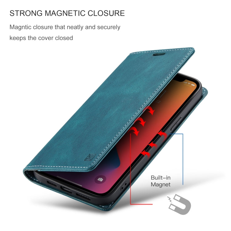 For iPhone 12 Pro Max AutSpace A01 Retro Skin-feel Crazy Horse Texture Horizontal Flip Leather Case with Holder & Card Slots & Wallet & RFID