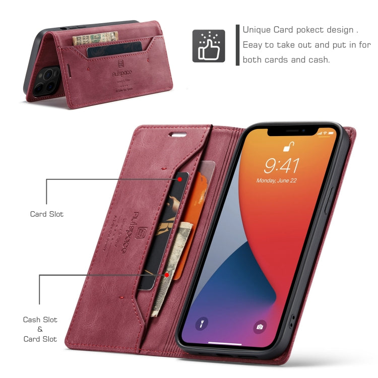 For iPhone 12 Pro Max AutSpace A01 Retro Skin-feel Crazy Horse Texture Horizontal Flip Leather Case with Holder & Card Slots & Wallet & RFID