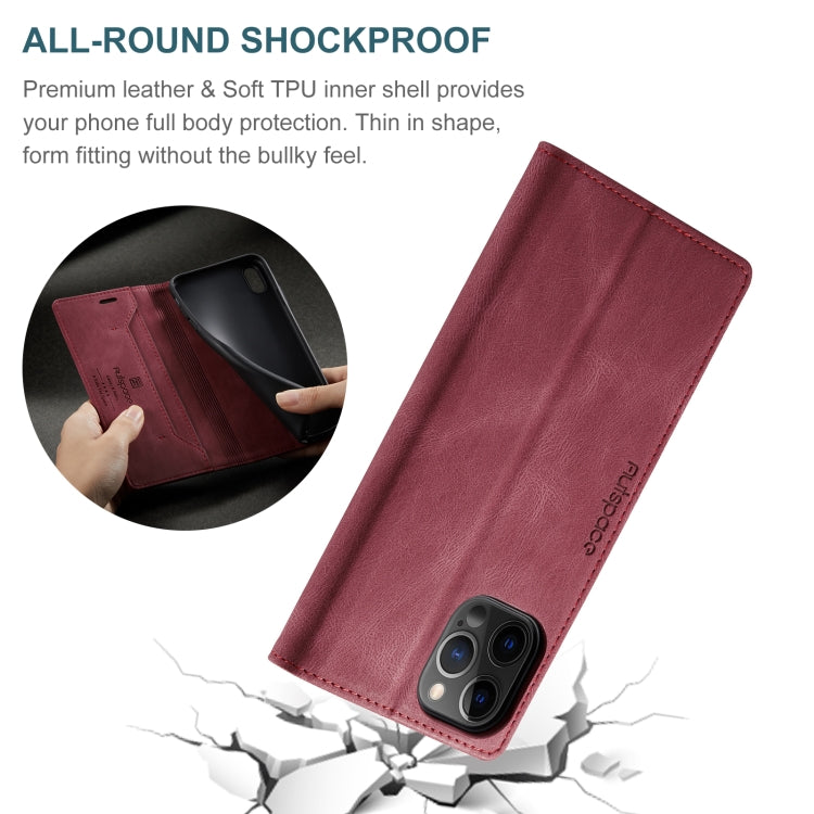 For iPhone 12 Pro Max AutSpace A01 Retro Skin-feel Crazy Horse Texture Horizontal Flip Leather Case with Holder & Card Slots & Wallet & RFID