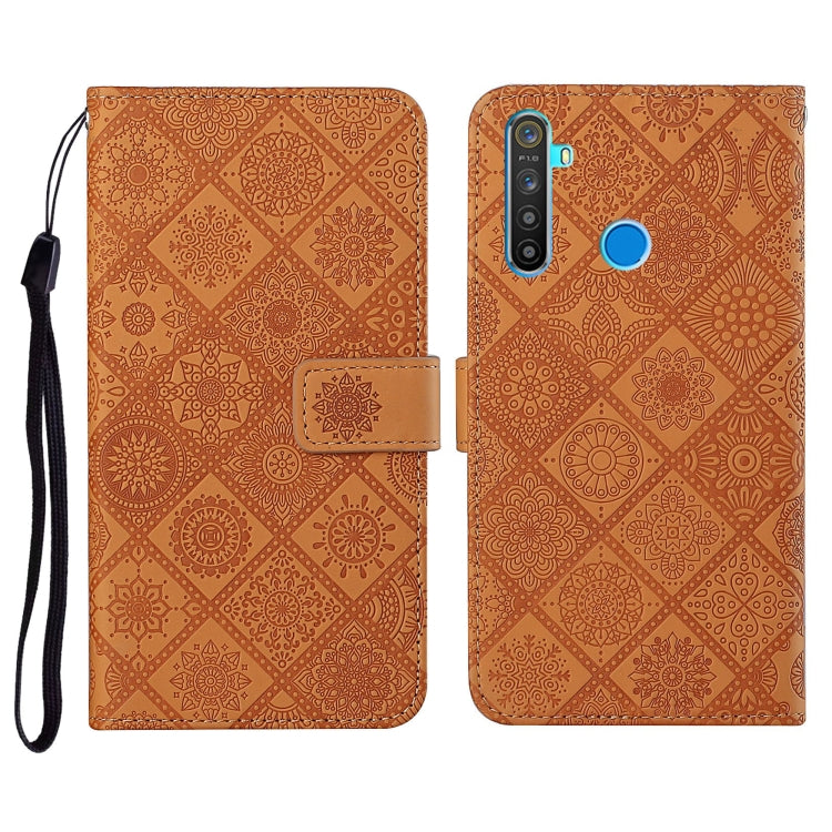 For OPPO Realme 5 Pro Ethnic Style Embossed Pattern Horizontal Flip Leather Case with Holder & Card Slots & Wallet & Lanyard