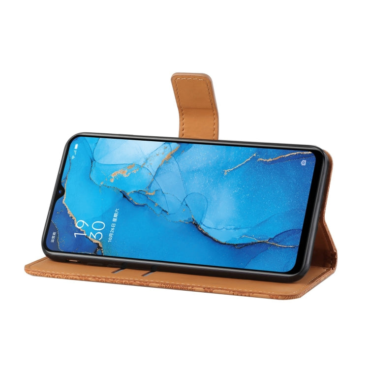 For OPPO Reno3 Ethnic Style Embossed Pattern Horizontal Flip Leather Case with Holder & Card Slots & Wallet & Lanyard